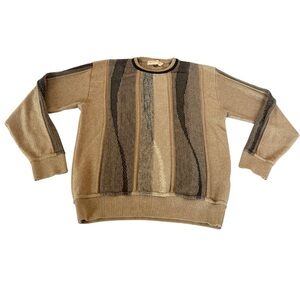 Norm Thompson Brown and Black Crewneck Sweater Size Large